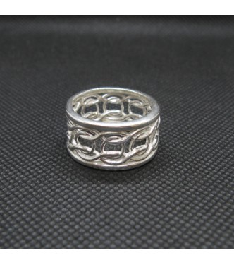 R002033 Sterling Silver Ring 12mm Wide Patterned Band Genuine Solid Hallmarked 925